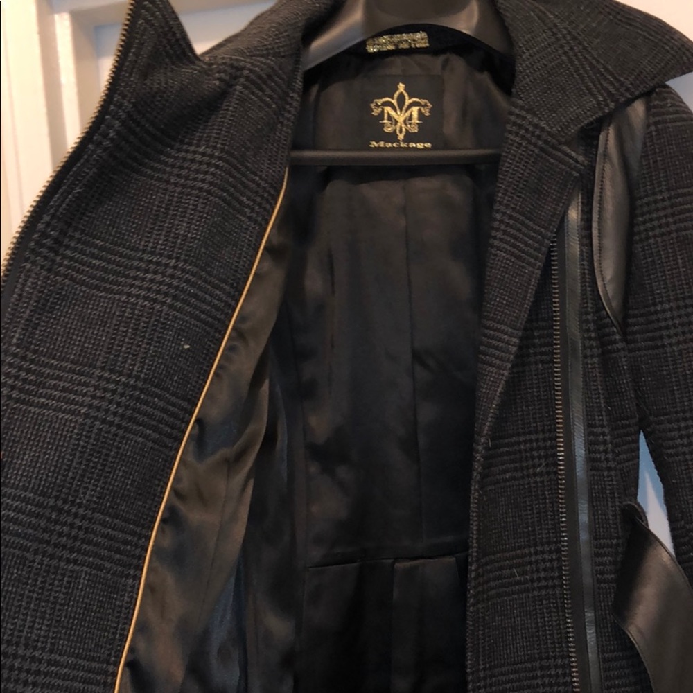 Mackage Nori Grey Plaid Wool Long Warm Coat - Picture 7 of 17